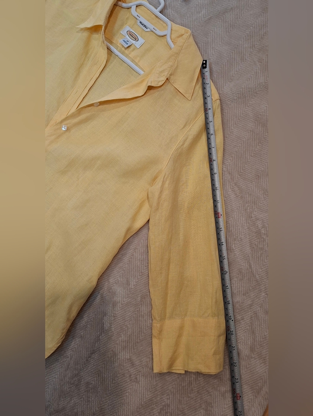 Talbots  Irish Linen Vintage Light Yellow Button‑Up Shirt Size 12 - Picture 10 of 11